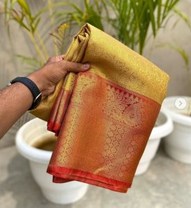 Beautiful Soft Kanjiviram Tissue Silk Saree with Rich Pallu.